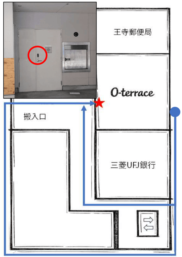 直通ドアへの案内図